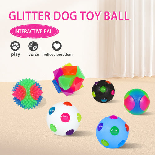 Interactive Light-Up Dog Ball Toy — Flashing LED Elastic Rubber Ball for Small Dogs | Fetch, Play & Teeth Training Toy