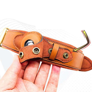 Leather Dog Collar with AirTag Holder