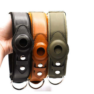 Leather Dog Collar with AirTag Holder